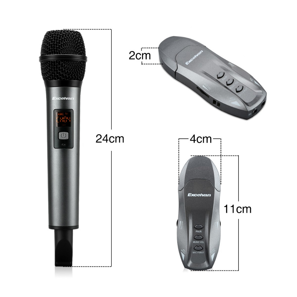 Micro Karaoke kh ng d y Excelvan K18V 01 mic VHF antien.vn